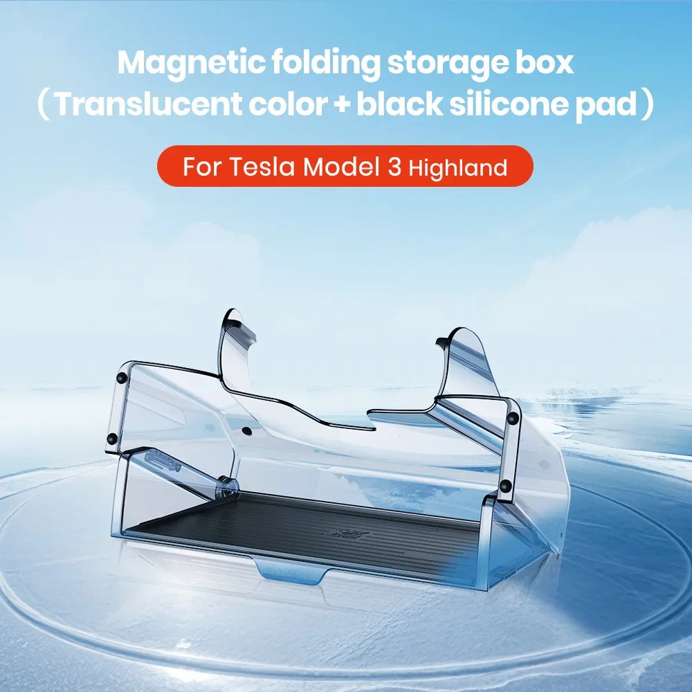 YZ For 2021-2024 Tesla Highland Model 3 Y Tray Magnetic Under Screen Hidden Storage Box Magnetic Hidden Pro Screen Storage Box