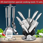 All steel knife set kitchen home professional chef knife knife with spatula spoon cooking tool combination, kitchen accessories