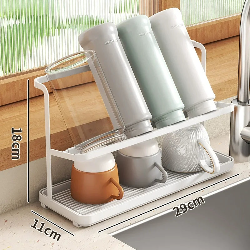 Coffee Cup Stand Metal Cup Rack Stand Multifunctional Storage Rack Rustproof Coffee Cup Drain Holder Kitchen Storage Rack