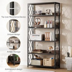 67 Inch Book Shelf, 5 Tier Industrial Etagere Bookcase with Open Shelves, Tall Bookshelf for Living Room, Bedroom, Home Office