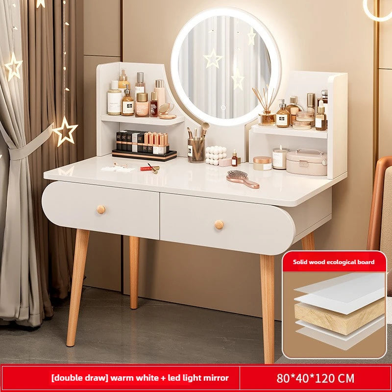 Dressing Table, Bedroom,Simple Modern Small Apartment, Bedside Storage Cabinet,Integrated Makeup Table, Nail Salon Makeup Table