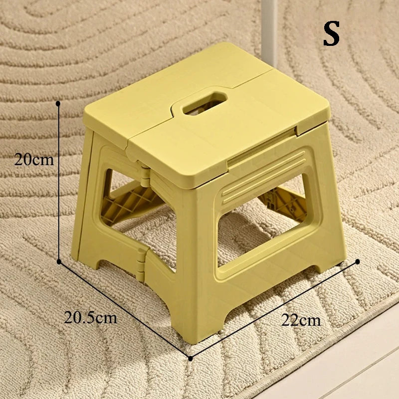 Lightweight Folding Step Stool Multi Purpose Handheld Thickened Footstool Non-Slip Plastic Small Benches Kitchen
