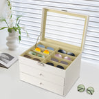 3-Tiers Sunglasses Organizer Collector - 18/24 Slots Eyeglasses Sunglass Glasses Storage Box, Eyeglasses Eyewear Display Case