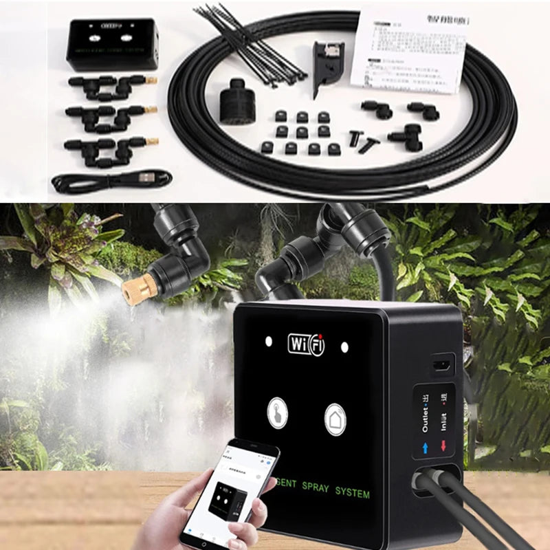 WiFi Rainforest Sprayer Control Automatic Mist Timing Spray System Kit Touch Screen Irrigation Timer Reptile Sprayer Humidifier
