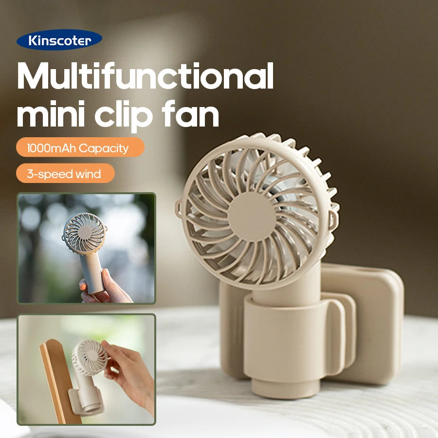 New Multifunctional Desktop Clip Fan Detachable Base 1000mAh 3 Wind Sp