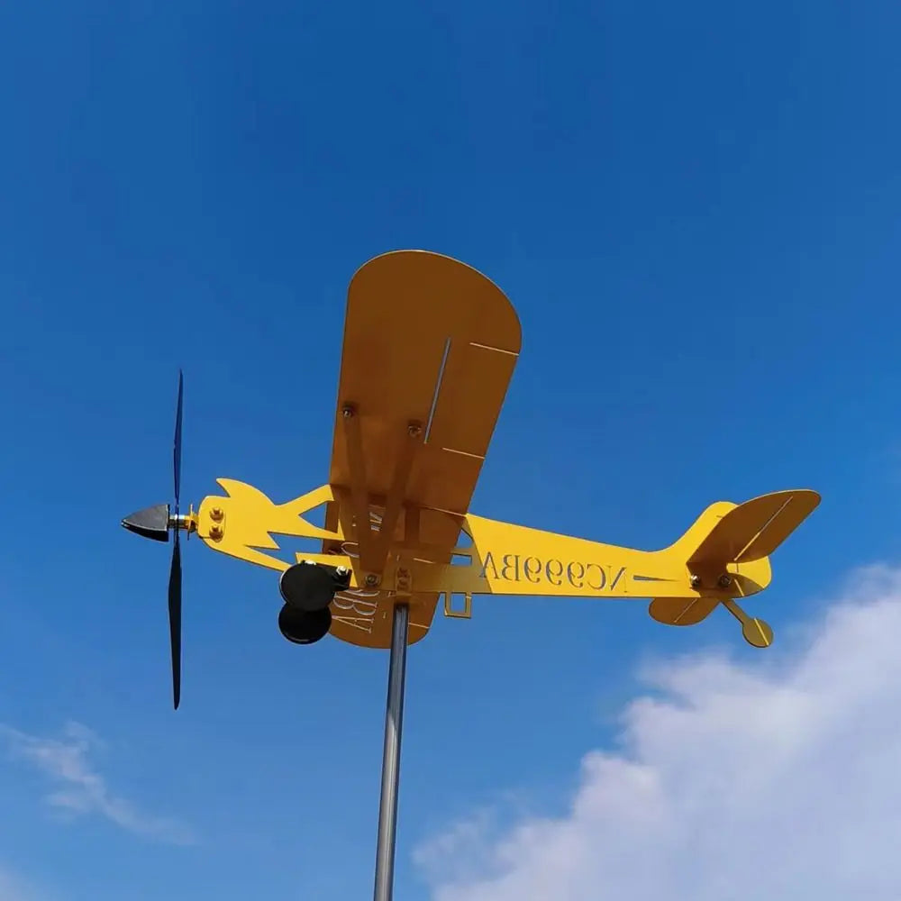 Weather Vane Wind Direction Compass Pipe Airplane Weathervane Windmill 3D Garden Decoration Windmill