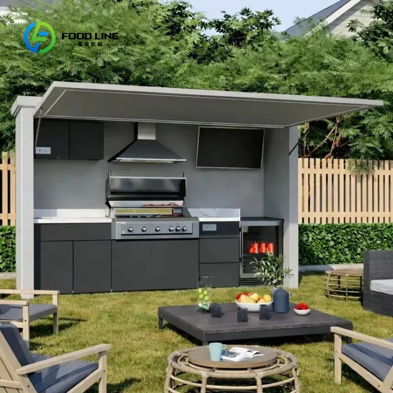 Customized Modular Outdoor Kitchen with Sink Grill and Storage Stylish Rust Proof Perfect for Backyard and Patio