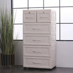 5 Layers Storage Cabinets, 6 Drawer Moveable Cabinet, Modern Storage Organizer, White