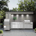 Custom 304 Stainless Steel Movable Modular Outdoor Kitchen BBQ Island Fireproof Cabinet Set With Drawers Hot Sale For Catering