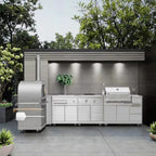 Custom 304 Stainless Steel Movable Modular Outdoor Kitchen BBQ Island Fireproof Cabinet Set With Drawers Hot Sale For Catering