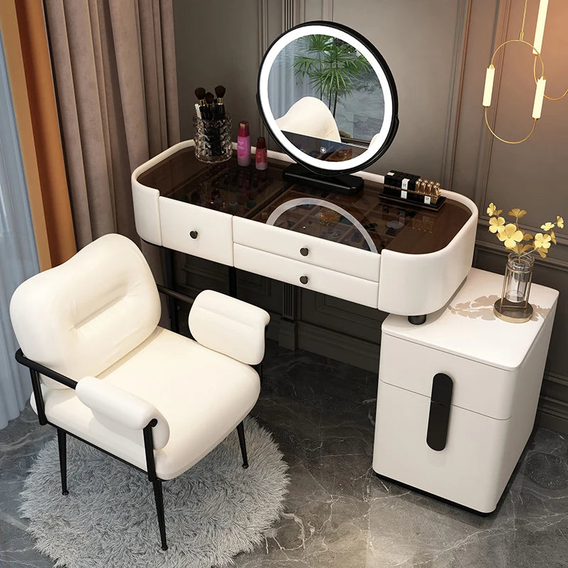 White Bedroom Vanity Table Makeup Mirror Chair Modern Organizer Dressing Table Cosmetics Cheap Penteadeira Trendy Furniture