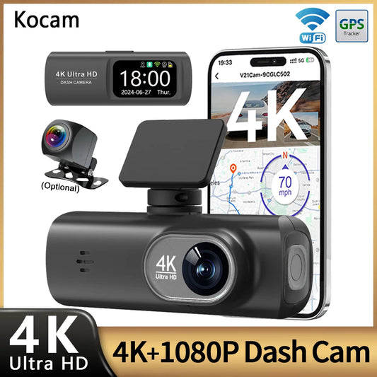 UHD 4K Dash Cam Dual Lens Driving Recorder Car DVR 1080P Rear Lens Cam
