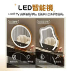 Luxury Glass Dressing Table with Smart Wireless Charging Bedroom Vanity Nightstand Makeup Table Drawers with Led Mirror Dresser