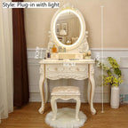 Luxury Makeup Vanities Storage Drawers Dressers Bedroom Organizer Vanity Makeup Desk Standing Corner Dressing Table with Light
