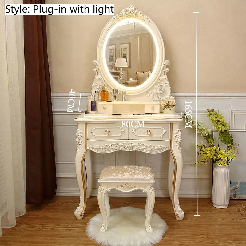 Luxury Makeup Vanities Storage Drawers Dressers Bedroom Organizer Vanity Makeup Desk Standing Corner Dressing Table with Light