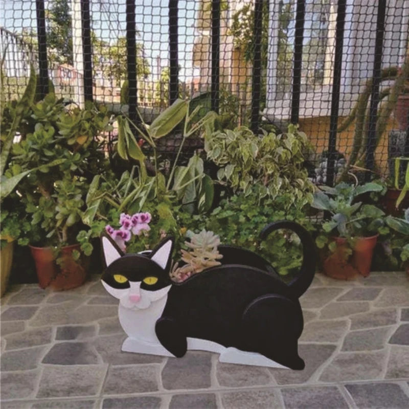 DIY Garden Pots Cat Shaped Planter Garden Flower Pot Cat Animal Garden Animal Statue Sculpture Flower Planter Garden Decoration