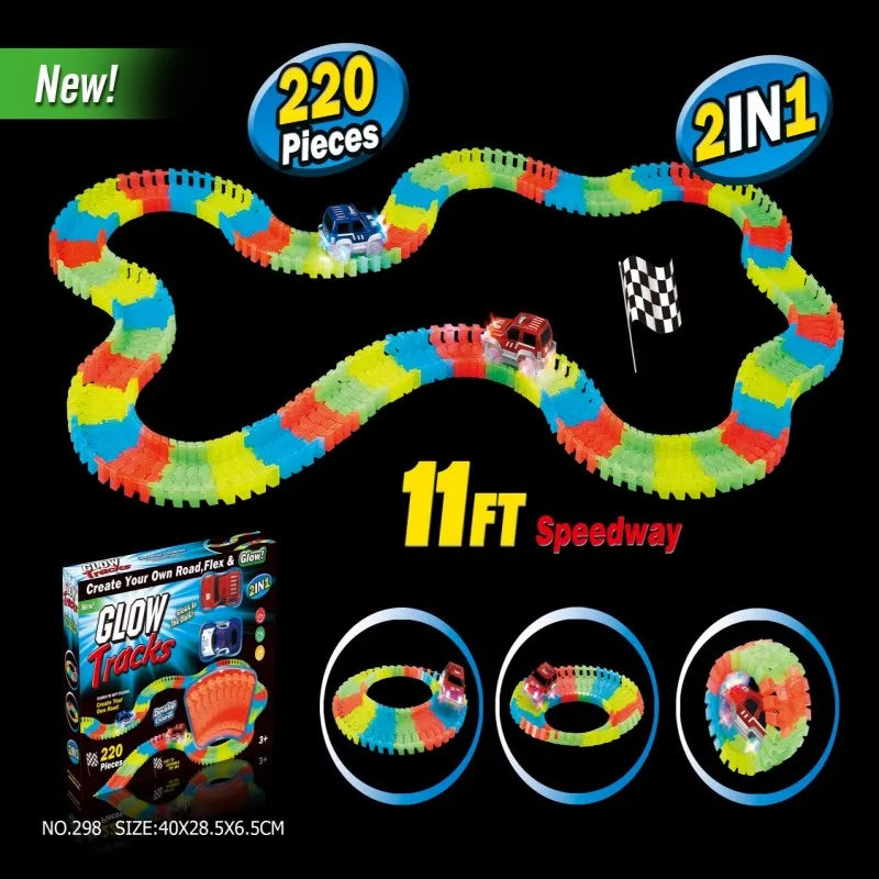 Electric Noctilucent assembly Track Toy Car Set for Kids - City Engineering Mini Car Puzzle - Boys Gift Track car