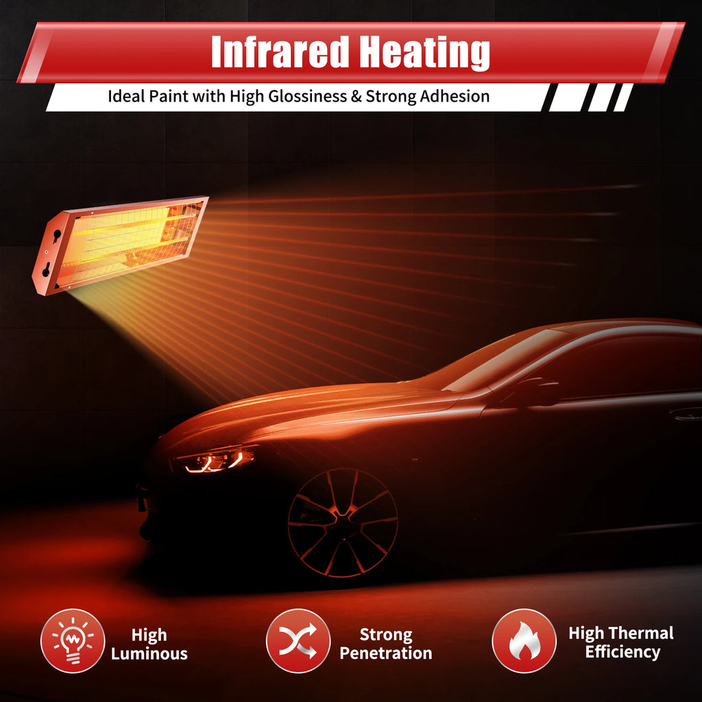 2Pcs 2000W Infrared Paint Curing Lamp for Drying Hot Paint Dryer Heati