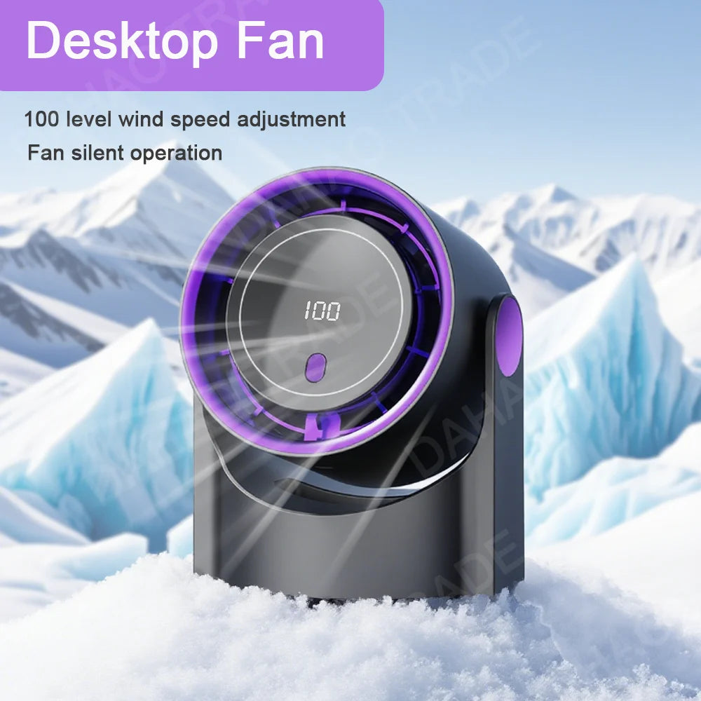 Portable Desktop Fan USB Charging Silent Office Desktop Digital Displa