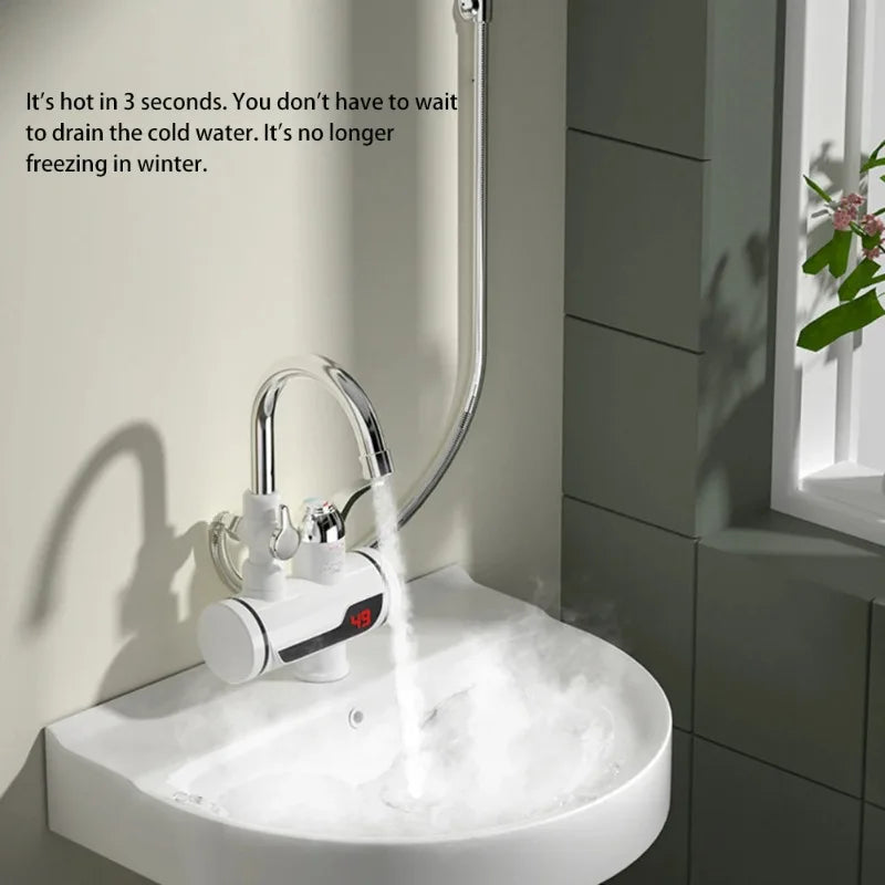 3000W EU Plug Instant Electric Water Heater Shower Digital Display 220V Kitchen Bathroom Tankless Hot Water Faucet Heater