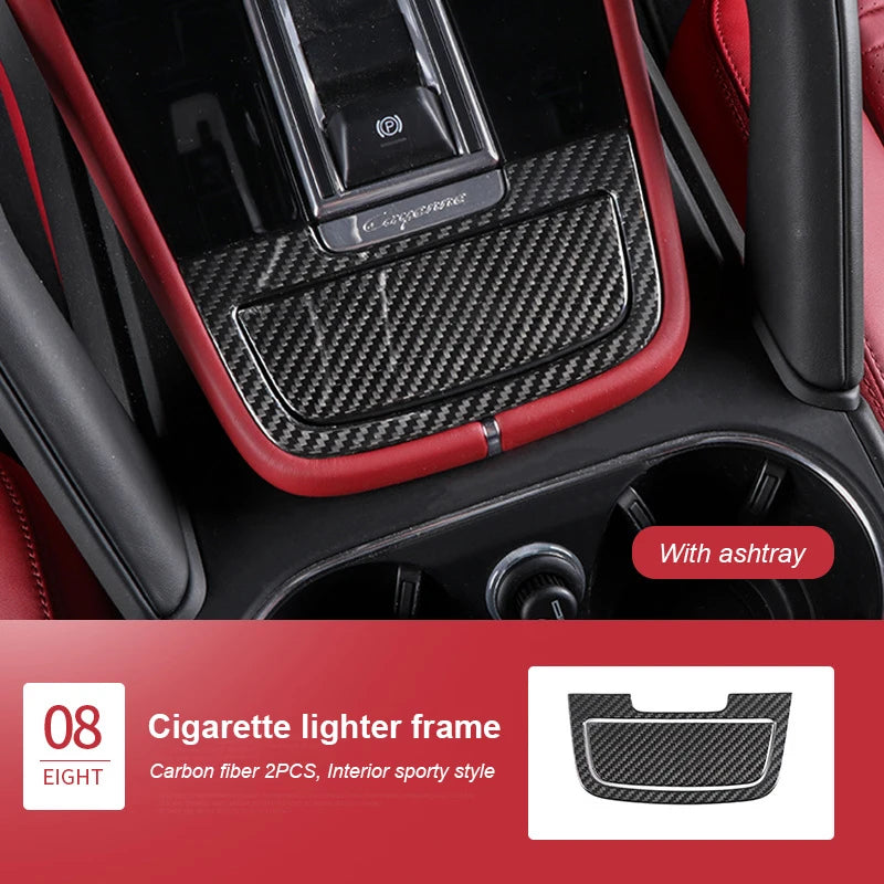 For Porsche Cayenne 2018 2019 2020 2021 2022 2023 2024 Real Carbon Fiber Car Central Control Complete Interior Decoration Frame