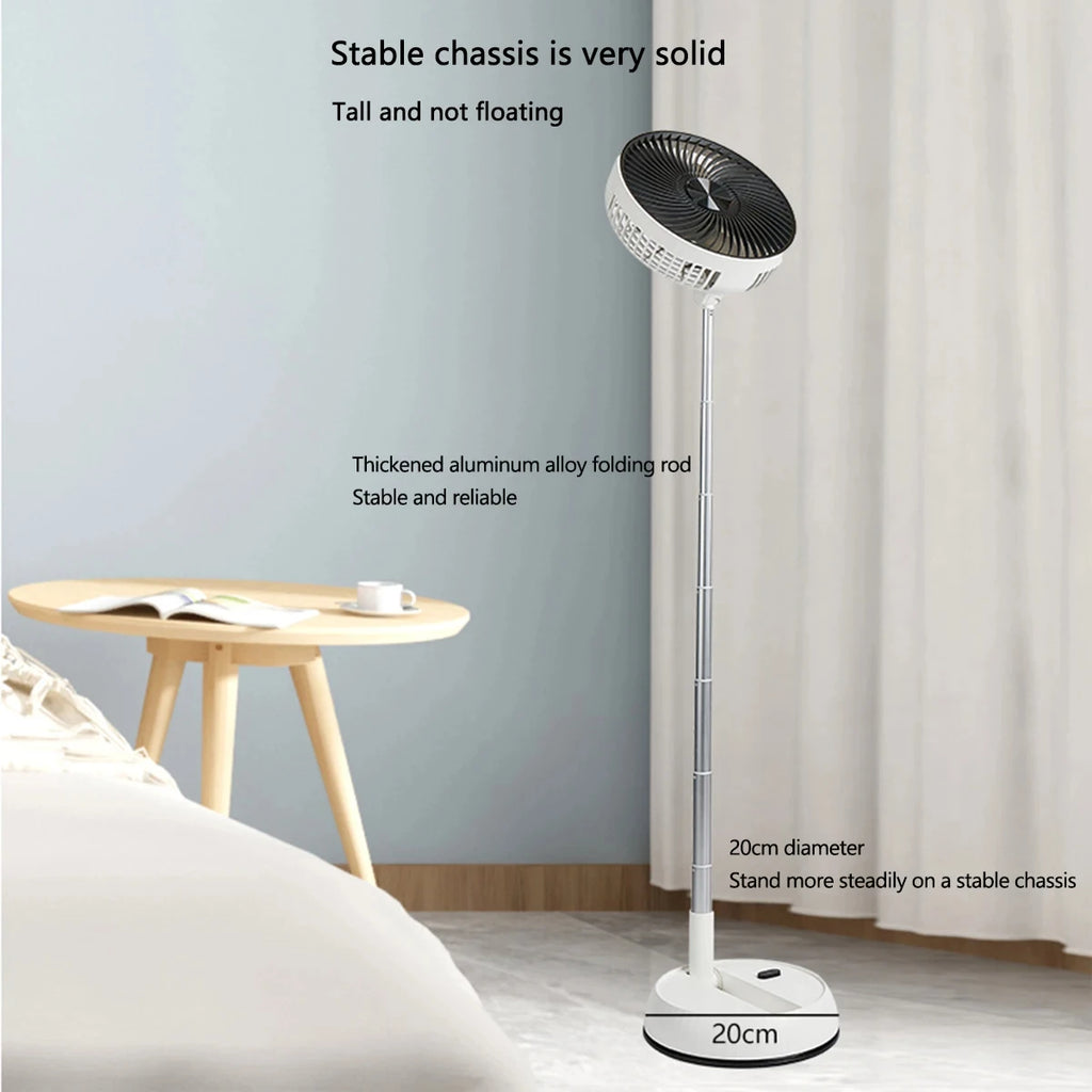 Portable Oscillating Standing Fan with Remote Controller Foldable Desk
