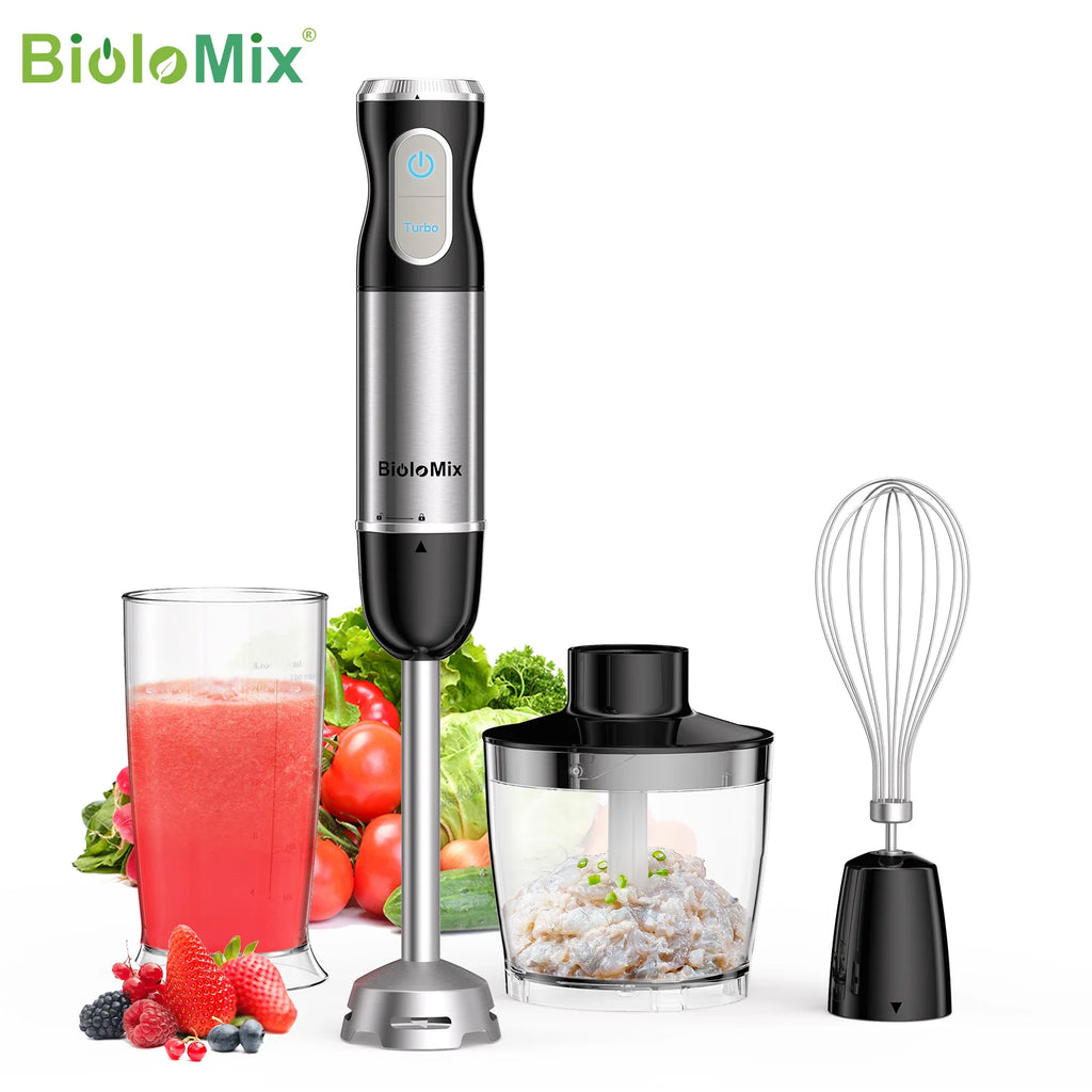 BioloMix 1000W 4-in-1 Immersion Hand Blender | Chopper, Whisk & Smoothie Cup