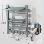 Black Bathroom Electric Heated Towel Rack with Digital Display Touch Thermostatic Dry Towel 304 Stainless Steel Heater