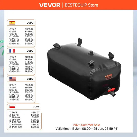 SucceBuy 113 L/29.85 Gal Water Storage Bladder Portable RV Water Tank 1000D Collapsible Water Storage Containers Soft Water Bag