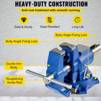 6" Heavy Duty Bench Vise, Double Swivel Rotating Vise Head/Body Rotates 360°,Pipe Vise Bench Vices 30Kn Clamping Force