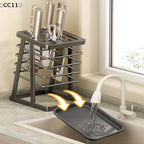 Kitchen Utensils Storage Holder Square Space Saving Cutting Tool Storage Rack Countertop Drainage Plating Multifunctional〔CC11〕
