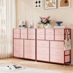 12 Dresser for Bedroom, Chest of Drawers for Bedroom with Side Pockets and Hooks, Fabric Storage Dresser, Sturdy Steel Frame