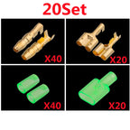 10/20/50sets Car tools 4.0 bullet terminal   car electrical wire connector Green 4mm Male + Female 1 : 2 Cold press terminal