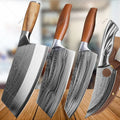 Kitchen Knife Damascus Pattern Japanese Chef Knife Stainless Steel Cleaver Butcher Knife Slicing Chopping Cutter Cooking Tool