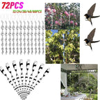72/12Pcs Bird Repellent Wind Spiral Rotating Rod Hanging Ornaments Garden Decor Scare Pigeons Birds Repeller Outdoor Accessories