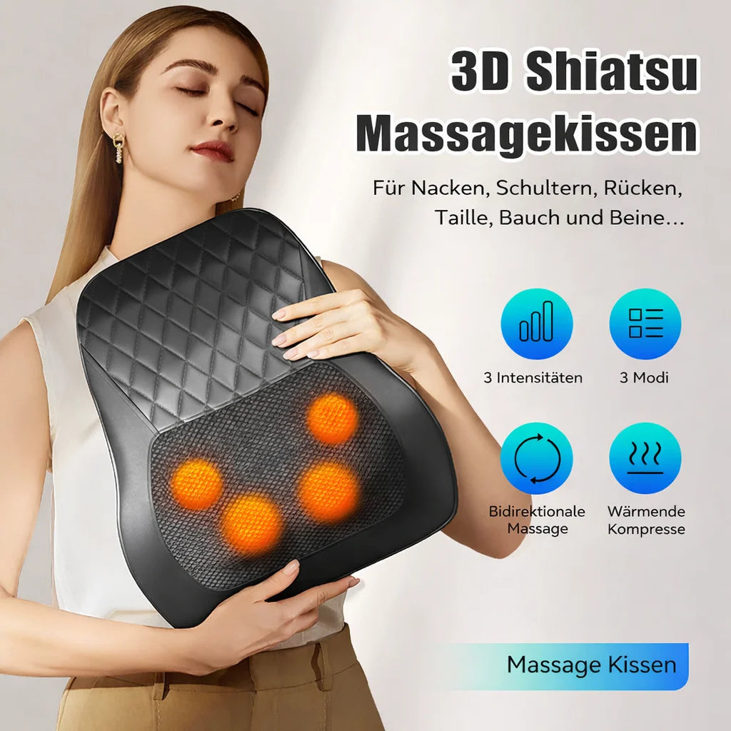 Electric Massage Neck Pillow Shiatsu Head  3 Speed Adjustment Body Back Waist Massager Car with Heating Vibrating Massage Relax
