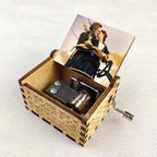 My heart is forever hand-cranked wooden music box, retro UV color printing mini wooden music box gift to my wife