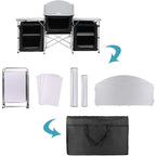Hot-selling Outdoor Camping Mobile Kitchen Portable Outdoor Foldable Cooking Station Camping Kitchen Table WIth Storage