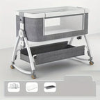 Foldable Baby Crib, Movable Baby Rocking Bed, Spliced Large Bed, Multi