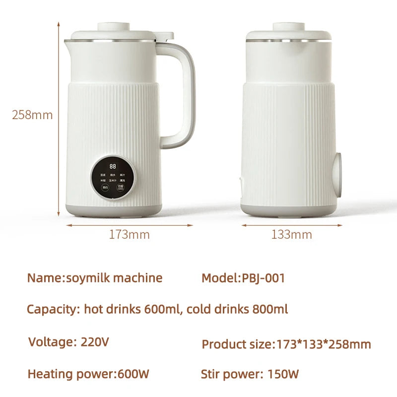 800ml/1200ml Soybean Milk Machine High Speed Blenders Electric Juicer Filter-free Soy Milk Maker Blender Mixer Fresh Juice Maker