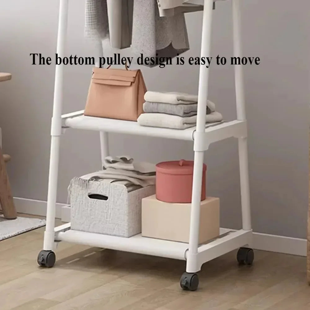 Mobile Clothes Hanger Triangle Coat Rack with Wheel Household Bedroom Storage Racks Rolling Simple Atmospheric Thick Coat Rack