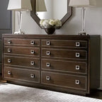 High End Traditional American Style Bed Room Furniture Set Modern Oak Wood 8 Drawers Dresser with Mirror