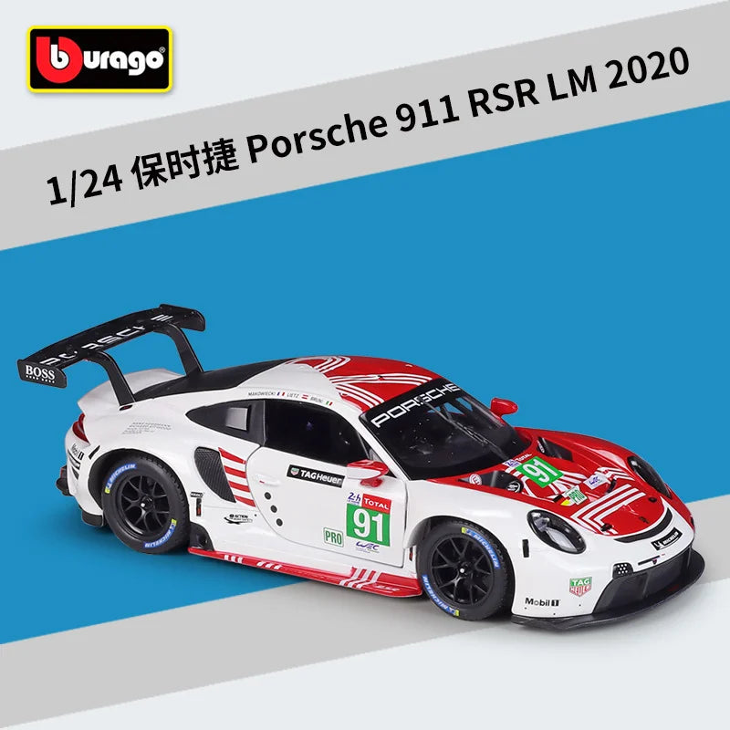 Bburago 1:24 Porsche 911 GT3 R Alloy Sports Car Model Diecast Metal Toy Track Racing Car Vehicle Model High Simulation Kids Gift