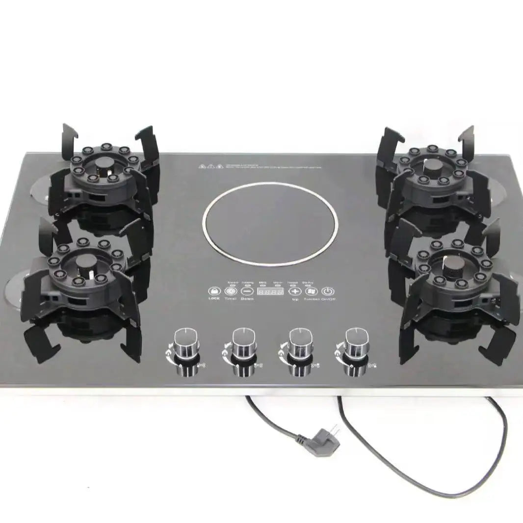 Household Kitchen Glass Multifunctional Flip Burner Built-in Gas/Electric Stove for Hotel Cars and Homes