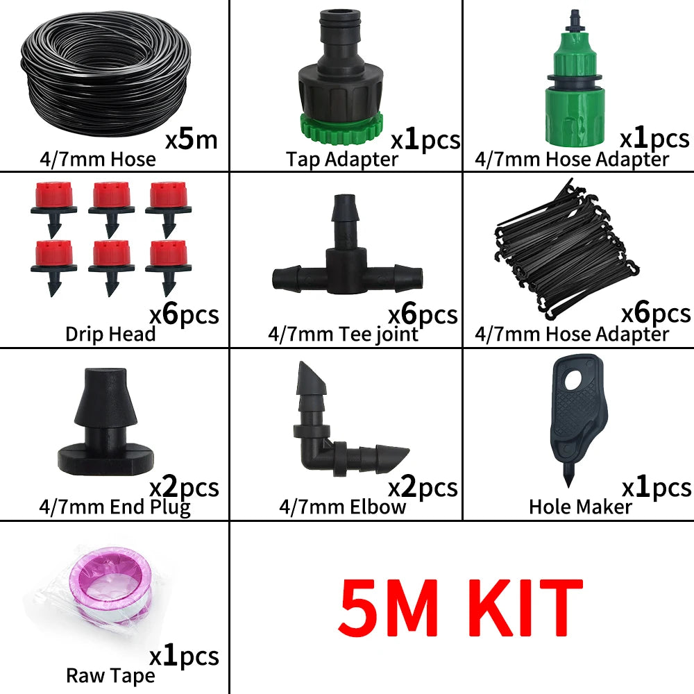 5-20M Drip Irrigation System Plant Watering Set Watering Kits Adjustable Drippers For Irrigation Micro Garden Watering System
