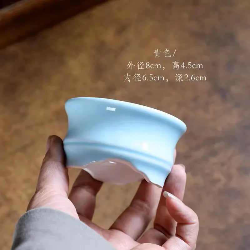 Porcelain Glazed Circle Bonsai Pot,Small Vase, Traditional Chinese Kiln Transmission, Dormitory Room,Table,Garden Decoration