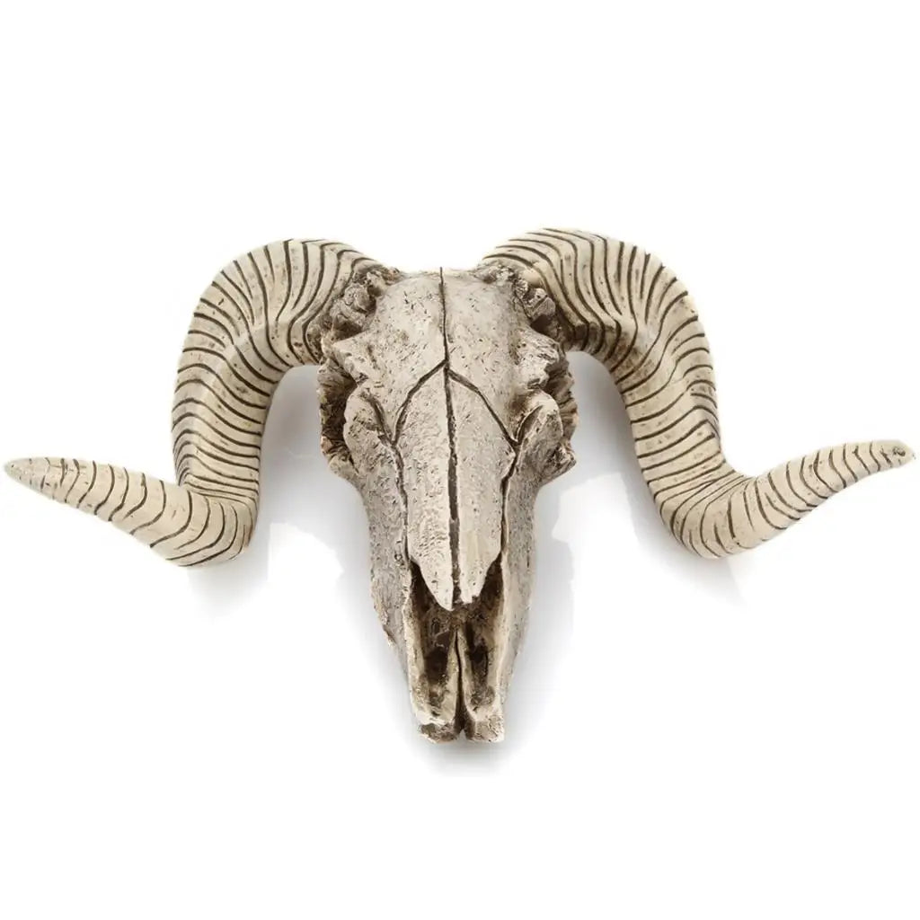 Vintage Sheep Head Skeleton Wall Hanging Resin Crafts Christmas Decoration Festival Sheep Horn Animal Head Wall Hanging Decor