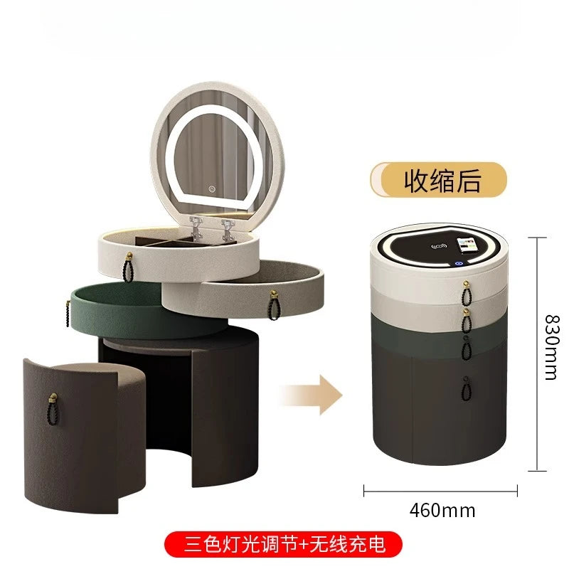 leather lint Dresser storage cabinet integrated cabinet Dressing table Makeup vanity Equipped with Bluetooth speaker stool LED