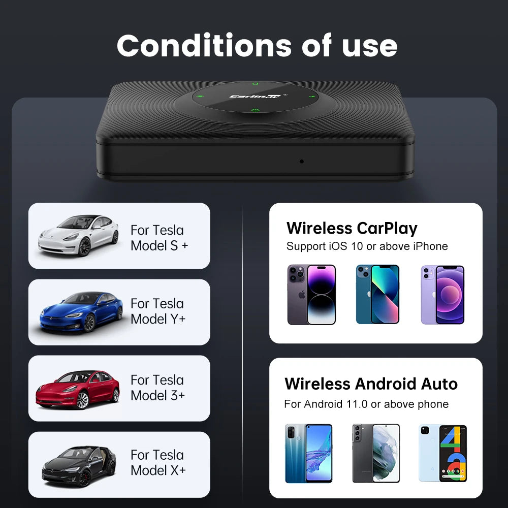 Carlinkit Wireless CarPlay Dongle Wireless Android Auto Car Play Adapter For Tesla Model 3 Y Bluetooth Wifi Connect Spotify Waze