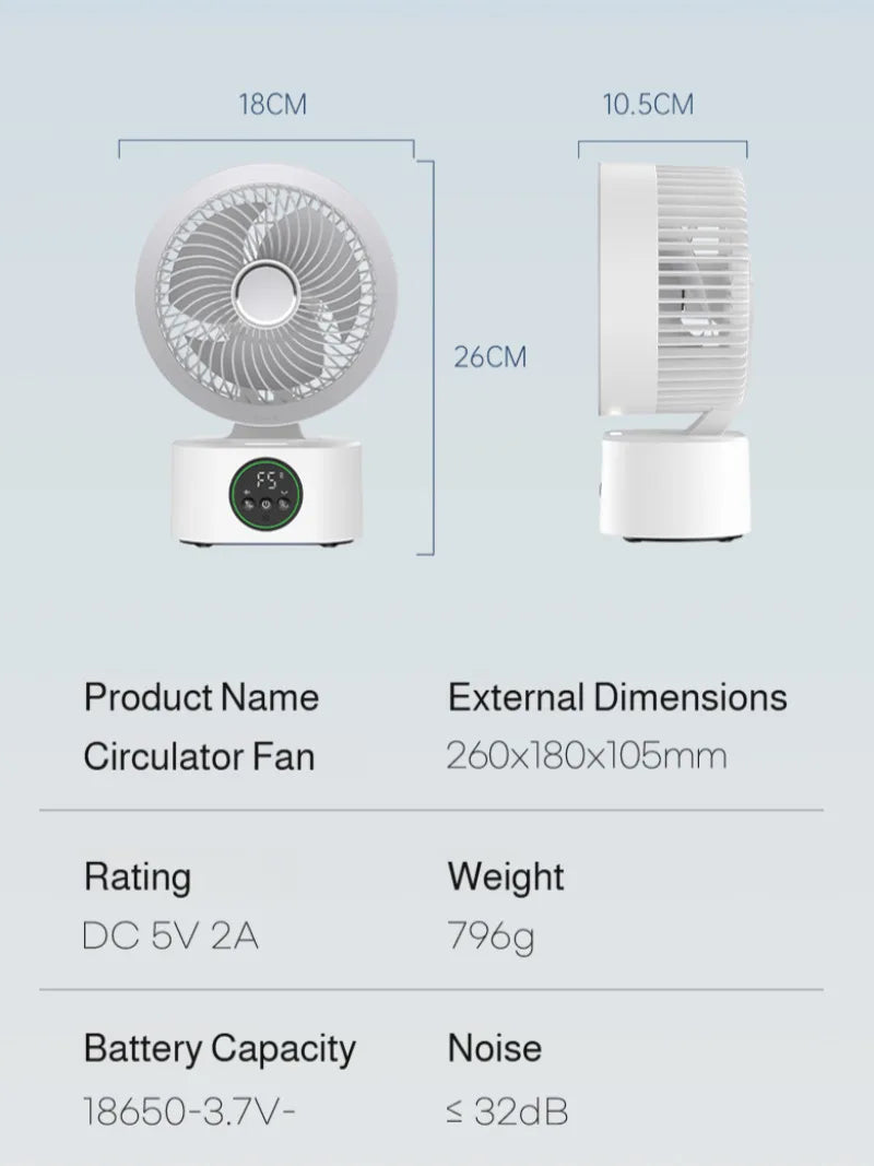 Smart USB Household Air Circulation Fan Outdoor Desktop Shaking Coolin